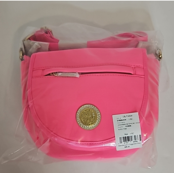 Lilly Pulitzer Giavanna Neoprene Crossbody Aura Pink NEW - Picture 2 of 12